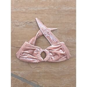 Montce Small Pink Bandeau Strapless Crushed Velvet Bikini Top Swim S